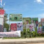 Election time in Indonesia. Banners by the roadside on way to Sangatta
