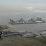 View of Pura Luhur Poten hindu temple from Mt. Bromo's crater.