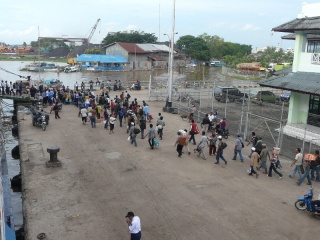 Passengers making their way in