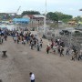 Passengers making their way in