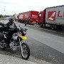Unending convoy of trucks criss crossing between Maribor, Slovenia and Lenti, Hungary