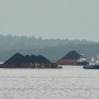 Barges loaded with coal in the bay of Balikpapan.