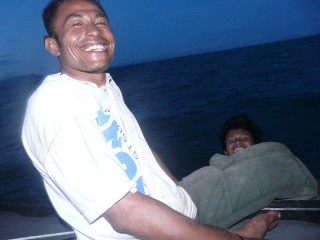 Friendly crew from the Indonesian island of Sulawesi. They're surprised I'm with them ...